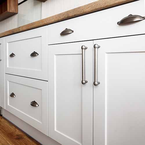 Closeup of kitchen cabinets